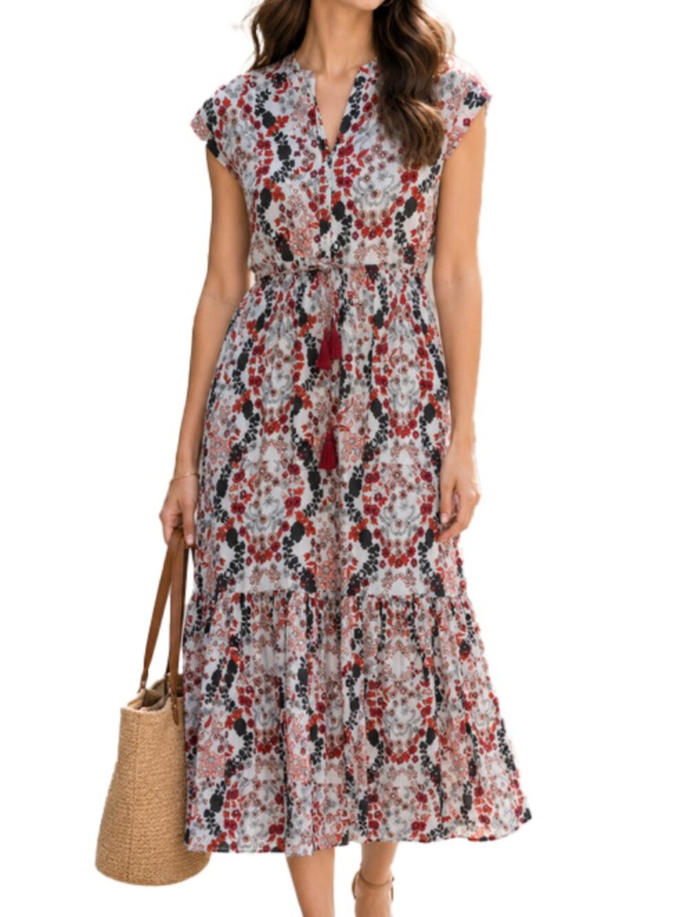 Ro's Garden White Maxi Dress cotton  Sleeveless with Tier Skirt